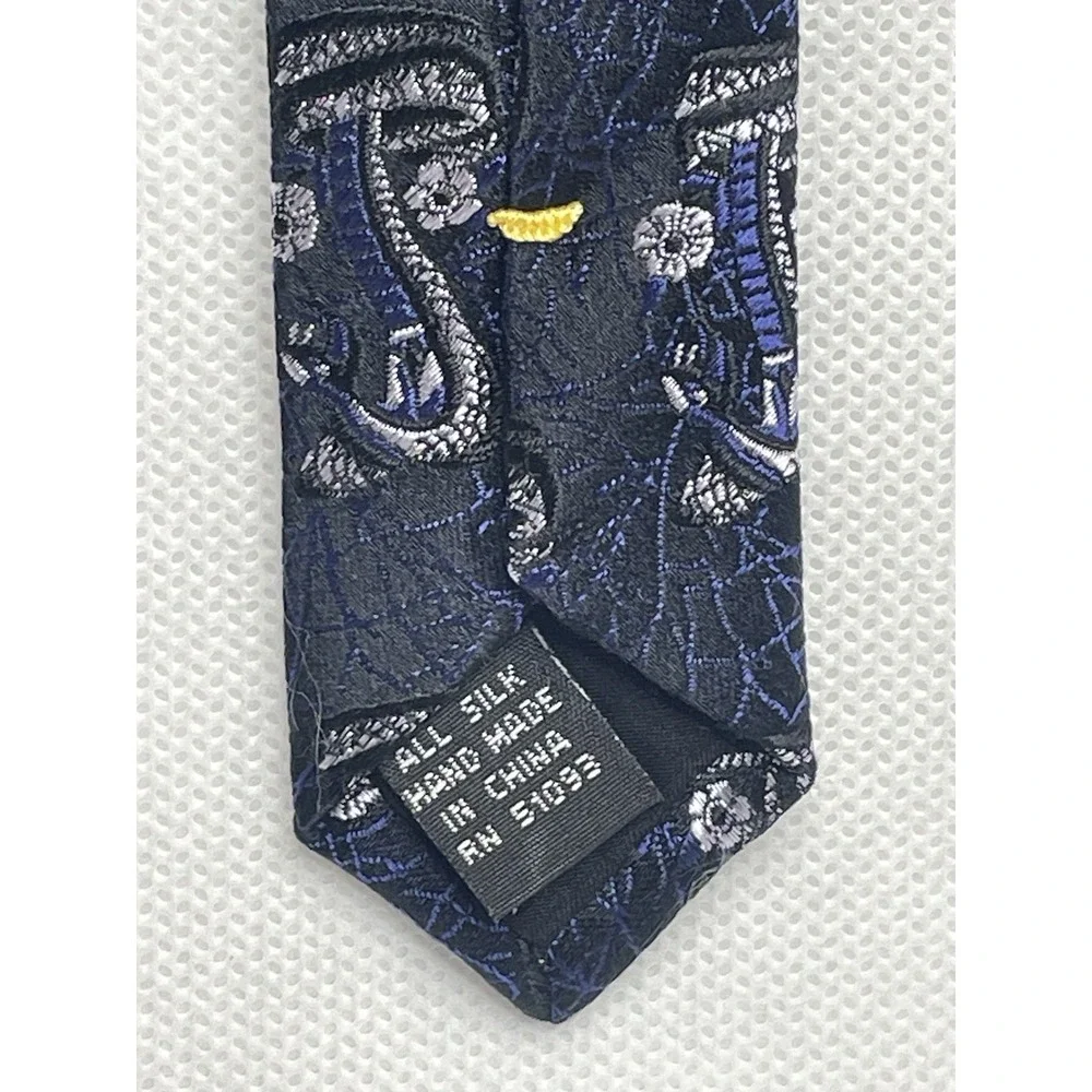 Ed Hardy by Christian Audigier Cobra Design Tie Black Blue Sparkling Necktie